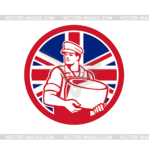 British Artisan Cheese Maker Union Jack Flag Icon - vector image