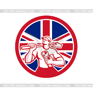 British Drainlayer Union Jack Flag Icon - vector image