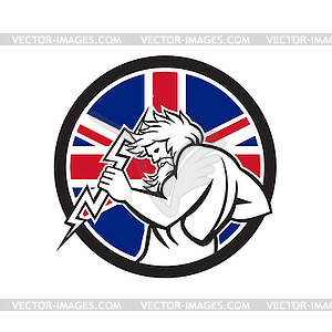 Zeus With Thunderbolt Union Jack Flag Icon - vector image