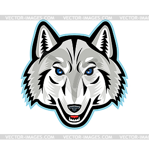 Artic Wolf Head Front Mascot - vector image