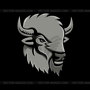 American Bison Head Metallic Icon - vector image