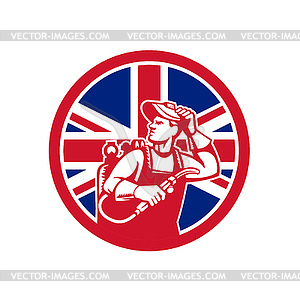 British Lit Operator Union Jack Flag Icon - vector clip art