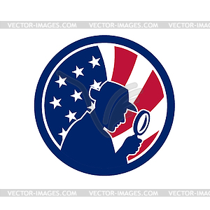 American Private Investigator USA Flag Icon - vector clipart