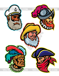 Explorers, Captains and Warrior Mascot - vector clipart