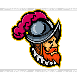 Spanish Conquistador Head Mascot - vector clipart