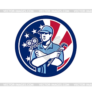 Иконка Американский Air-Con Serviceman USA Иконка - векторный клипарт Royalty-Free