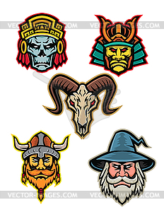 Warrior Wizard and Skull Mascot Collection - vector clipart