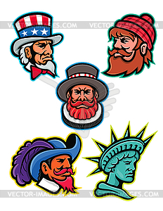 American and British Mascots Collection - vector clipart