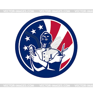 American Barber USA Flag Icon - vector clipart