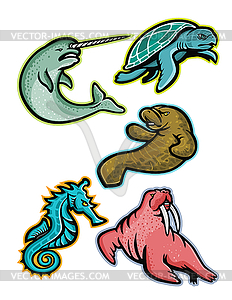 Aquatic Animals and Marine Mammals Collection - vector clip art