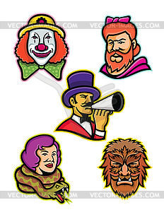 Circus Performers and Freaks Mascot Collection - vector clipart / vector image