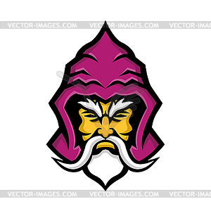 Wizard Head Front Mascot - vector clip art