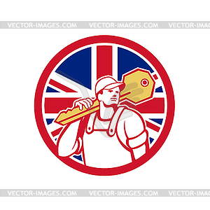 British Locksmith Union Jack Flag Icon - vector image