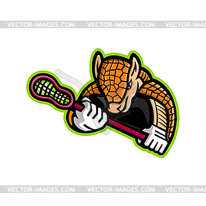 Armadillo Lacrosse Mascot - vector clipart