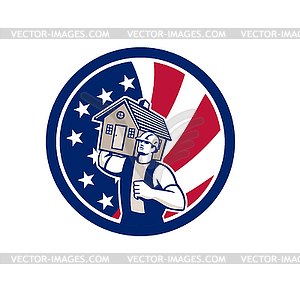 American House Removal USA Flag Icon - vector image
