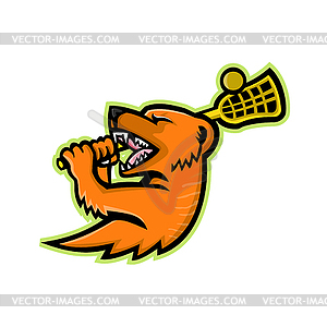 Mongoose Lacrosse Mascot - vector clipart