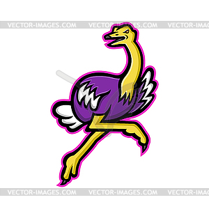 Ostrich Running Mascot - vector image