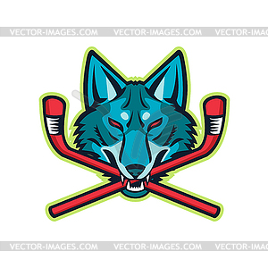 Coyote Ice Hockey Sports Mascot - vector image