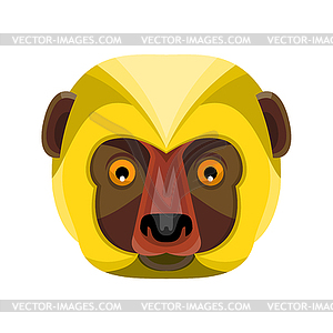 Diademed Sifaka Lemur Head Flat Icon - vector clipart / vector image