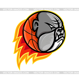 Bulldog Blazing Basketball Mascot - vector clipart