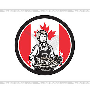 Canadian Female Organic Farmer Canada Flag Icon - vector clipart