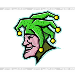 Harlequin Head Side Mascot - vector clip art