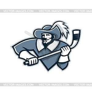 Musketeer Ice Hockey Mascot - vector clip art