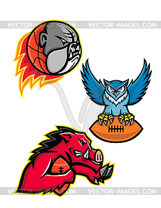 American Football and Basketball Wildlife Sports - vector clip art