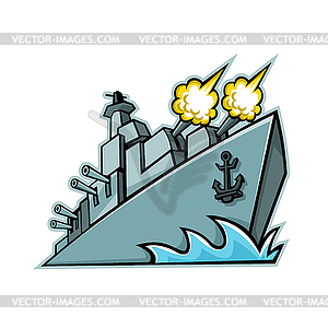 American Destroyer Warship Mascot - royalty-free vector clipart