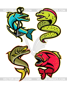 Ferocious Fishes Sports Mascot Collection - vector clip art