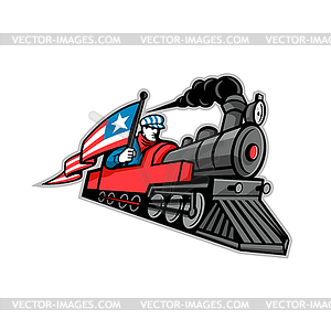 American Steam Locomotive Mascot - vector clip art