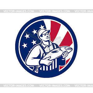 American Fishmonger Union Jack Flag Mascot - color vector clipart