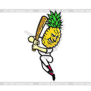 Pineapple Baseball Batting Mascot - vector image