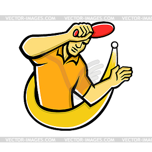 Table Tennis Player Smash Ball Mascot - vector image