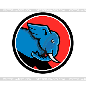 Bull Elephant Head Charging Circle - vector image