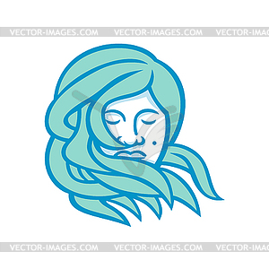 Polynesian Woman Flowing Hair Mascot - vector clipart