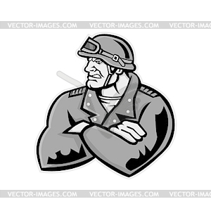 Biker Arms Crossed Mascot - vector image