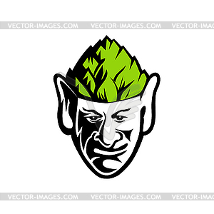 Elf Wearing Hops Hat Mascot - vector clip art