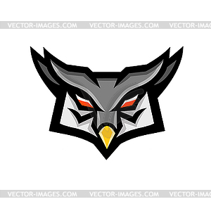 Angry Horned Owl Head Front Mascot - vector clipart