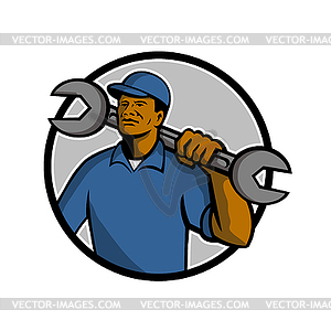 African American Mechanic Mascot - vector image