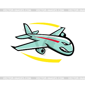 Angry Jumbo Jet Plane Mascot - vector clipart