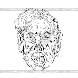 Zombie Head Front Drawing - vector image