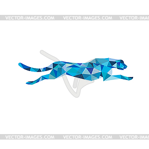 Cheetah Running Side Low Polygon - vector clipart