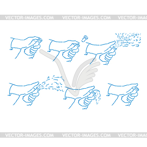 Hand Popping Champagne Sequence Drawing - vector EPS clipart