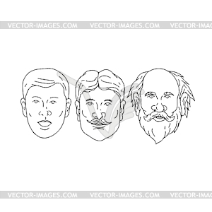 Morphing of Young Adult Middle Age Drawing - vector image