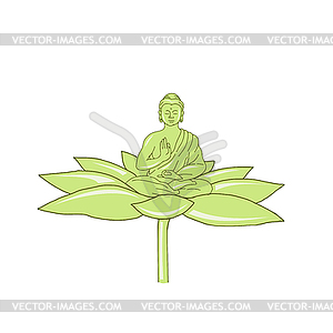 Будда, сидящая на лотосе цветок - изображение в векторе