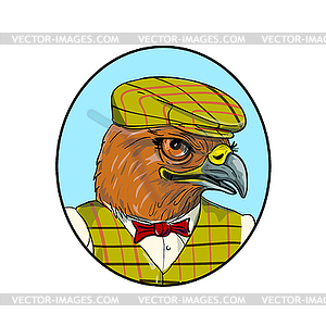 Outdoorsman Hawk Head Drawing - vector image