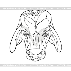 Brahma Bull Head Mosaic Black and White - vector image