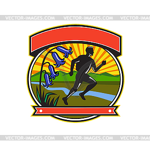 Trail Runner Bluebells Oval Icon - vector clip art