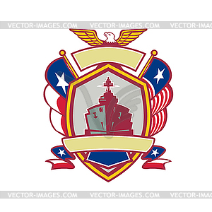 Texas Warship Lone Star Flag Crest Icon - vector clip art